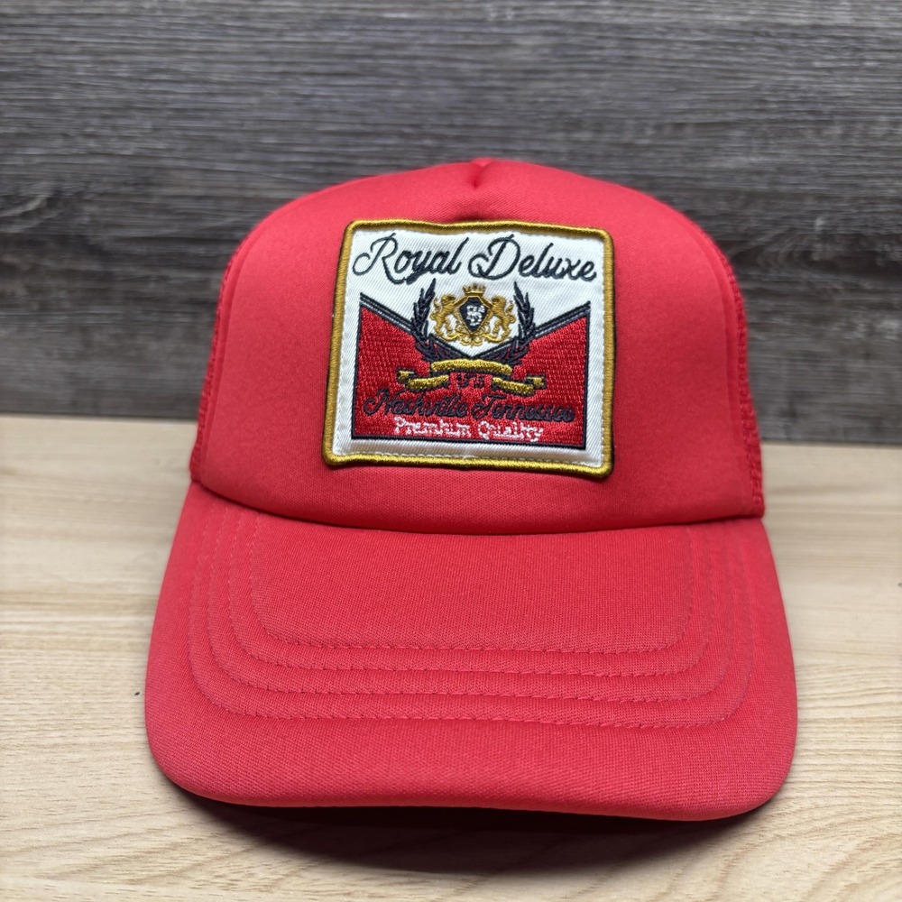 Royal Deluxe Hat Cap Snap Back Womens Red Trucker Mesh Patch NWT